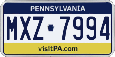 PA license plate MXZ7994