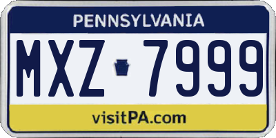 PA license plate MXZ7999