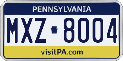 PA license plate MXZ8004