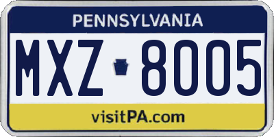 PA license plate MXZ8005