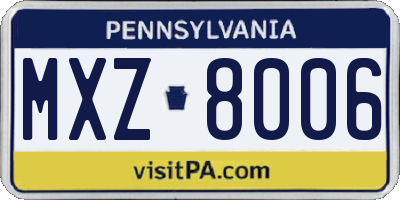 PA license plate MXZ8006