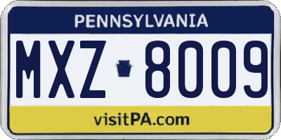 PA license plate MXZ8009