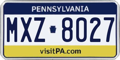 PA license plate MXZ8027