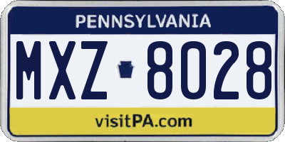 PA license plate MXZ8028