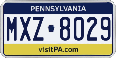 PA license plate MXZ8029