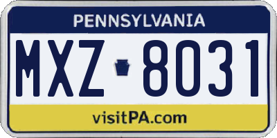 PA license plate MXZ8031