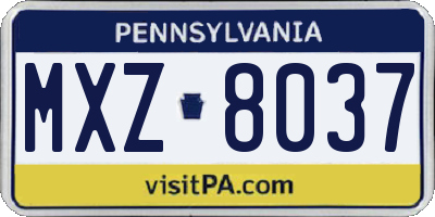 PA license plate MXZ8037
