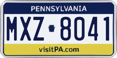 PA license plate MXZ8041