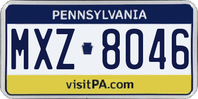 PA license plate MXZ8046