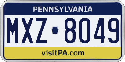 PA license plate MXZ8049