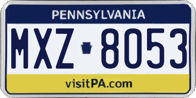 PA license plate MXZ8053