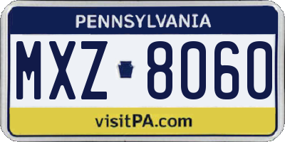 PA license plate MXZ8060
