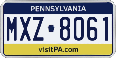 PA license plate MXZ8061