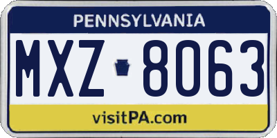 PA license plate MXZ8063