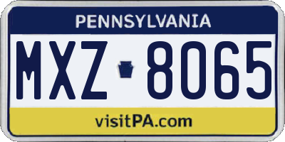 PA license plate MXZ8065