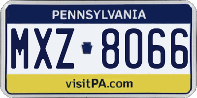 PA license plate MXZ8066