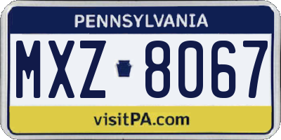 PA license plate MXZ8067