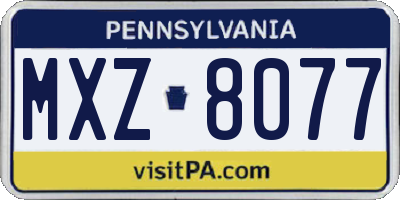 PA license plate MXZ8077