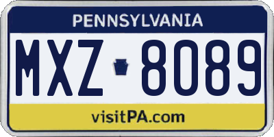 PA license plate MXZ8089