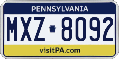 PA license plate MXZ8092