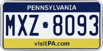 PA license plate MXZ8093