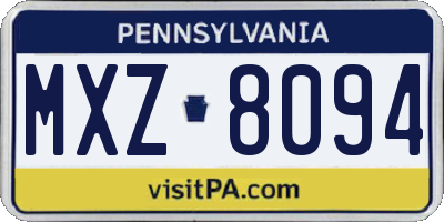 PA license plate MXZ8094