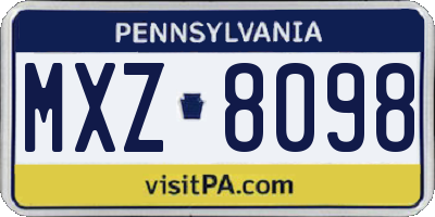 PA license plate MXZ8098