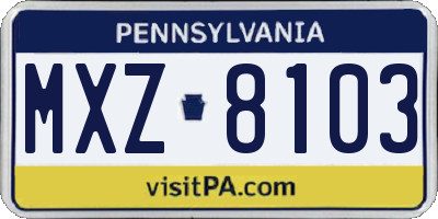 PA license plate MXZ8103