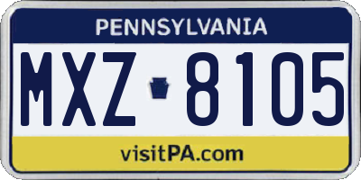 PA license plate MXZ8105