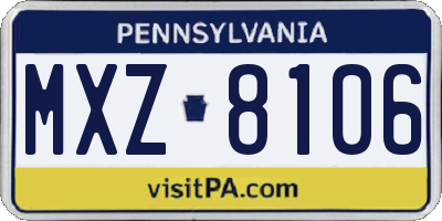 PA license plate MXZ8106