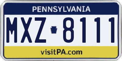 PA license plate MXZ8111