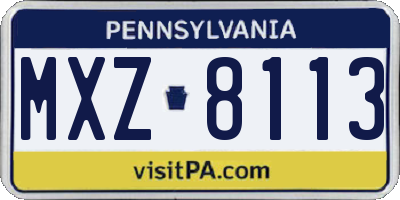 PA license plate MXZ8113