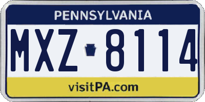 PA license plate MXZ8114