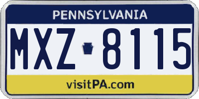 PA license plate MXZ8115
