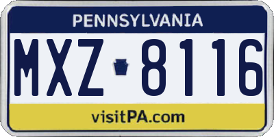 PA license plate MXZ8116