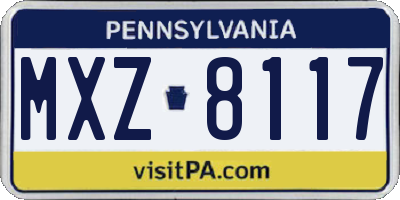 PA license plate MXZ8117