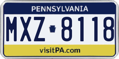 PA license plate MXZ8118