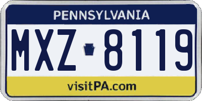 PA license plate MXZ8119