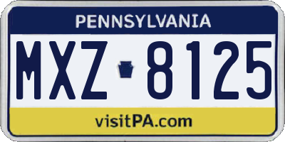 PA license plate MXZ8125