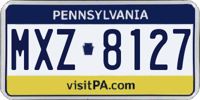 PA license plate MXZ8127