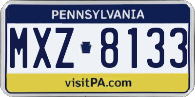 PA license plate MXZ8133
