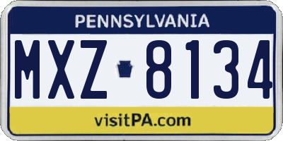 PA license plate MXZ8134