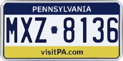 PA license plate MXZ8136