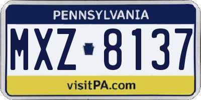 PA license plate MXZ8137