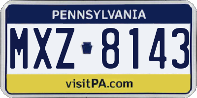 PA license plate MXZ8143