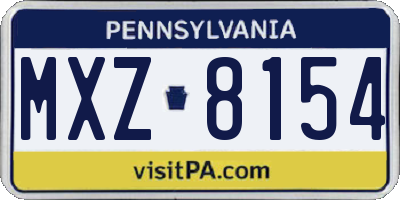 PA license plate MXZ8154