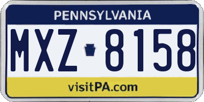 PA license plate MXZ8158