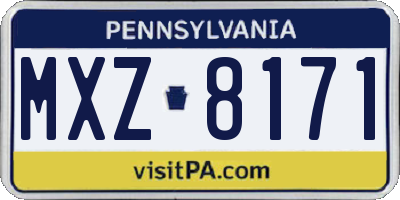 PA license plate MXZ8171