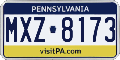 PA license plate MXZ8173