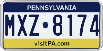 PA license plate MXZ8174